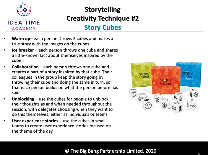 Guidance on how to use story cubes